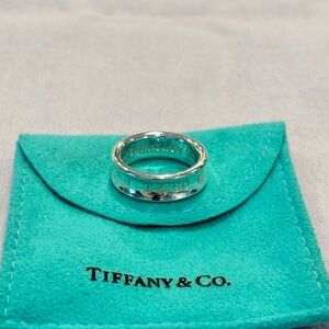 Tiffany & Co. Silver Double Band Ring on Iconic Blue Pouch (Size 7?)